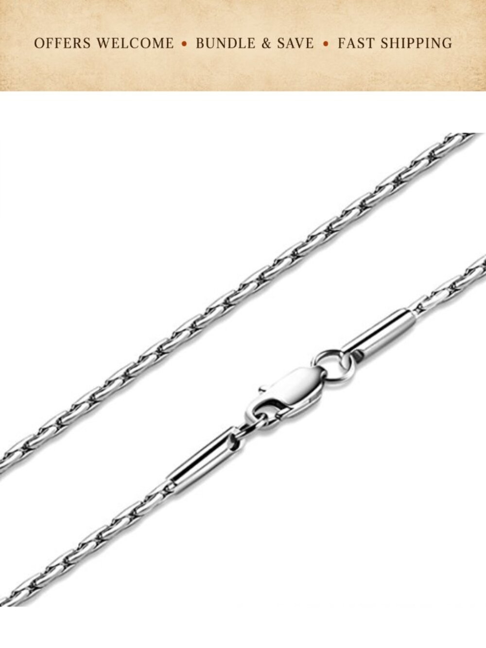 Titanium Stainless Steel Italy Link Chain Necklace 18 Inch